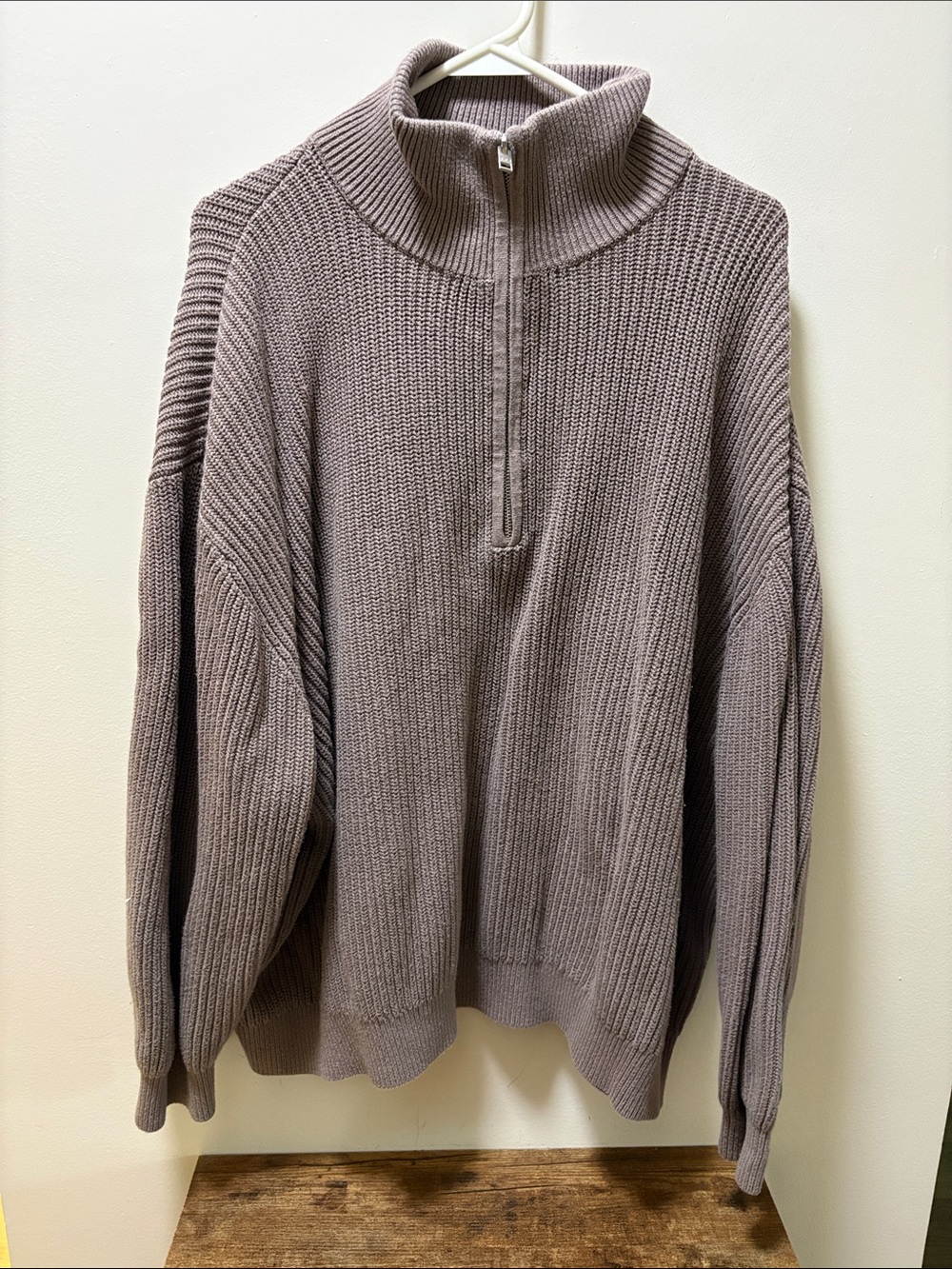 TNA Women’s Half-Zip Ribbed Knit Sweater in Mauve